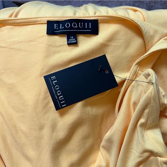 NWT Eloquii sleeveless yellow scrunched front style maxi dress size 14 - Picture 6 of 8